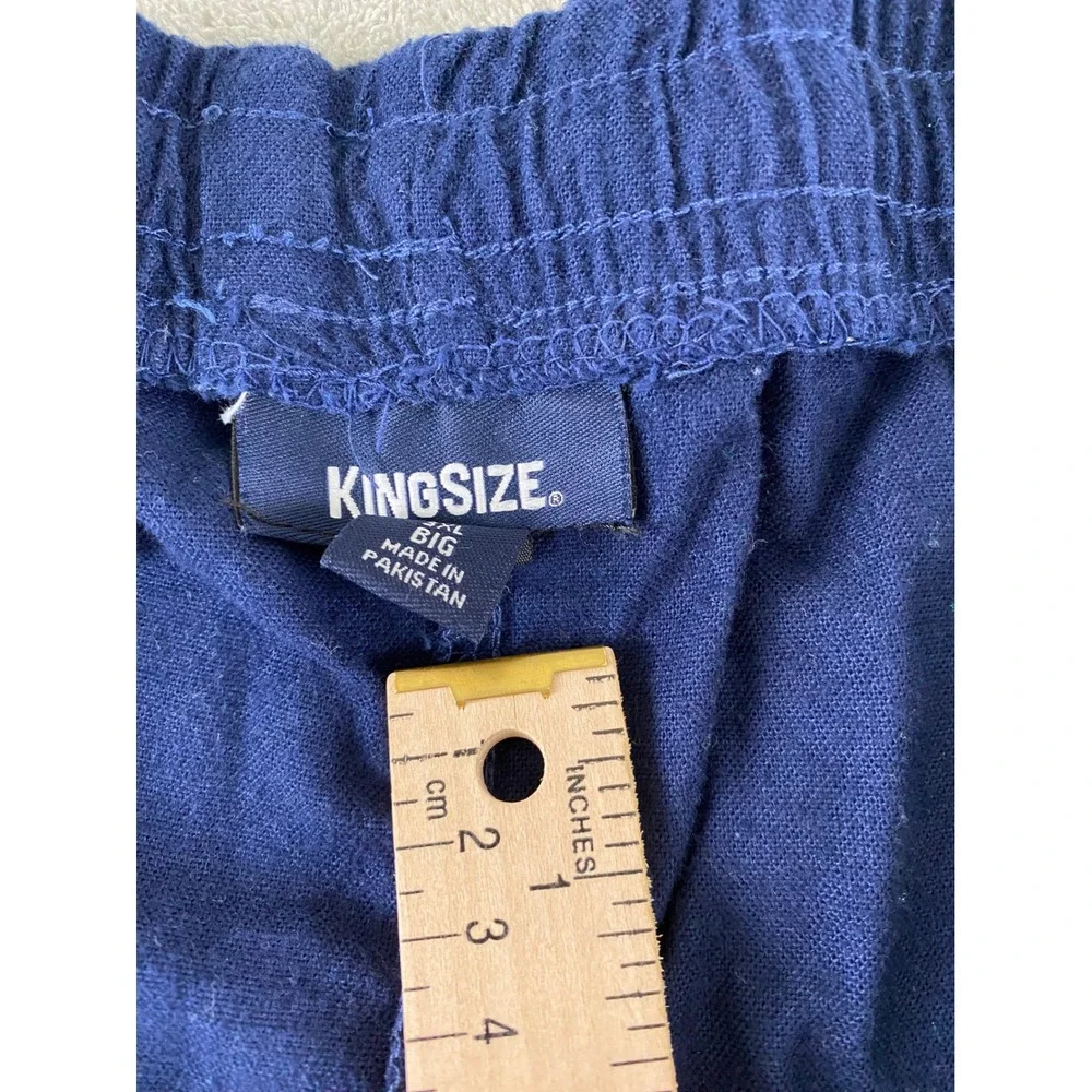 KingSize Mens 3XL Big Navy Blue Cotton Lounge Pajama Pants Elastic Drawstring